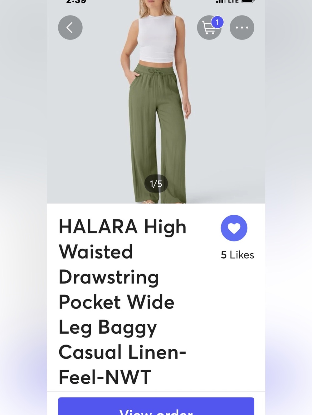 Halara medium tall high waist baggy linen pants